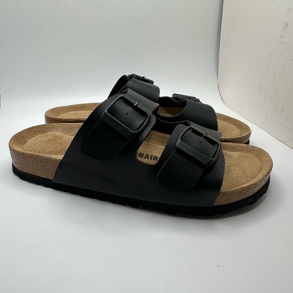 CUSHIONAIRE Women's Cork Footbed Sandal With +Comfort 7 BLACK - Picture 1 of 7